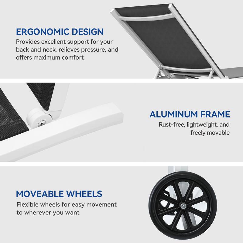 Outdoor Sun Loungers With Wheels, Adjustable Sun Loungers By The Pool