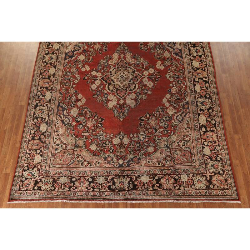 Mahal Persian Antique Area Rug Hand-Knotted Floral Wool Carpet - 8'11"x 12'3"