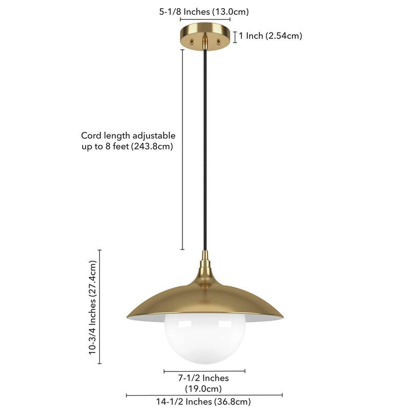 Alvia 14.5" Wide Pendant with Metal/Glass Shade - 14.5" Wide