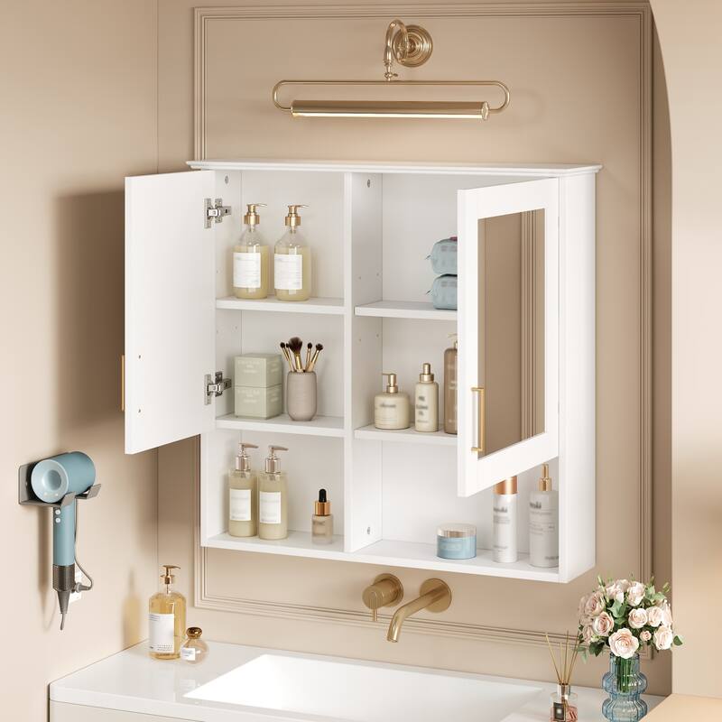 Roomfitters 30 Inch 2-in-1 Wall Mount Medicine Cabinet, Mirror Storage with Adjustable Shelves & Soft Close