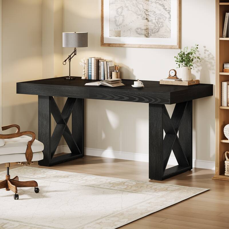 63-Inch Long Wood Computer Desk/Table, Study Writing Gaming Work Executive Desk for Home Office