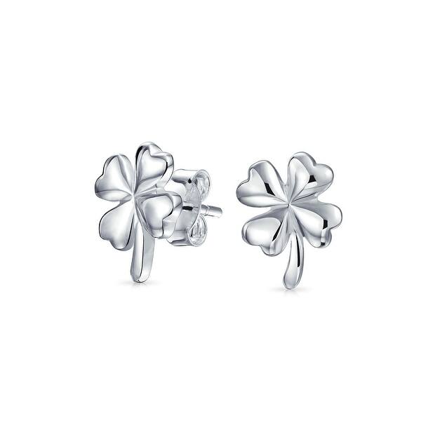 F.Hinds Womens Jewellery Sterling Silver Four Leaf Clover Heart Stud Earrings