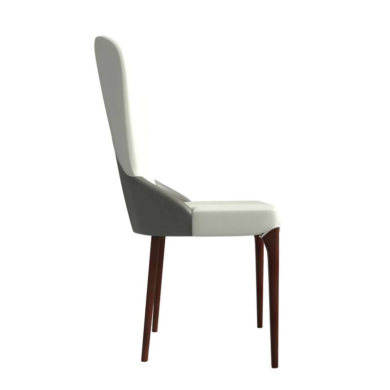 Havana Leather Upholstered Solid Wood Dining Chair Two-Tone Color Design Set of 4