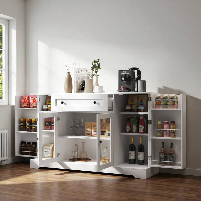 Modern Wood Buffet Cabinet with Drawer and Adjustable Shelf, Sideboard Storage Cabinet for Dining Room or Kitchen