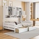 preview thumbnail 22 of 35, 2 Color Modern Full Size Wooden Daybed with 2 Drawers, All-in-One Cabinet and Shelf