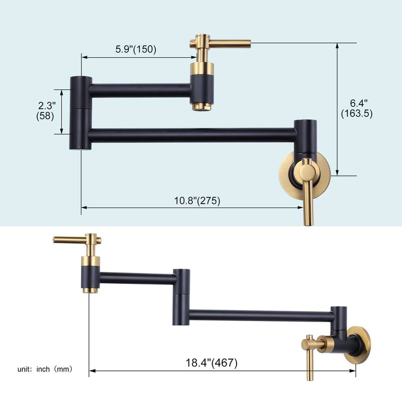 WOWOW Wall Mount Double Handle Pot Filler Faucet