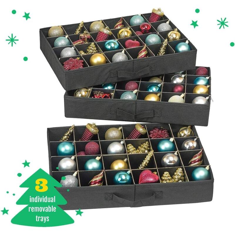 HOLDN’ STORAGE Christmas Ornament Storage Container Box with Dividers - Stores up to 72 - 3" Ornaments