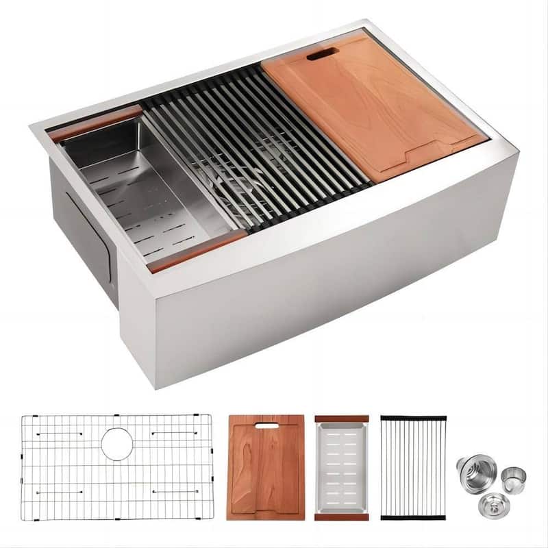 30 in 33 In 36 in Farmhouse and Apron Front Kitchen Sink Workstation - 33x22x10 in