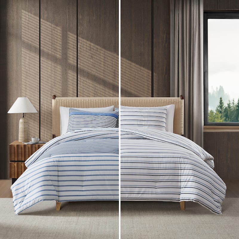 Eddie Bauer Cooper Stripe Cotton Reversible Comforter Set