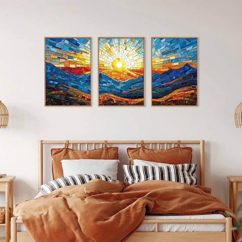 Mosaic Mountains Framed Canvas Wall Art Set