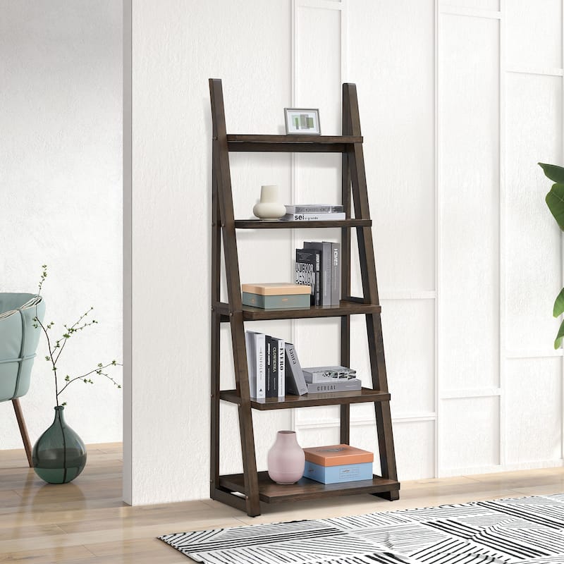 5-Tier Multifunctional Ladder Shelf with Wooden Frame, Can Be Used as Storage Rack, Suitable for Living Room Study and Office