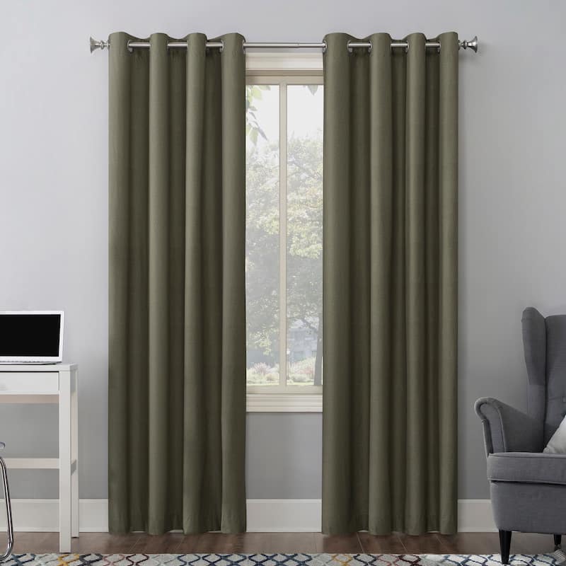 Sun Zero Duran Thermal Insulated Total Blackout Grommet 1-Piece Curtain Panel, Single Panel - 50x95 - Olive Green