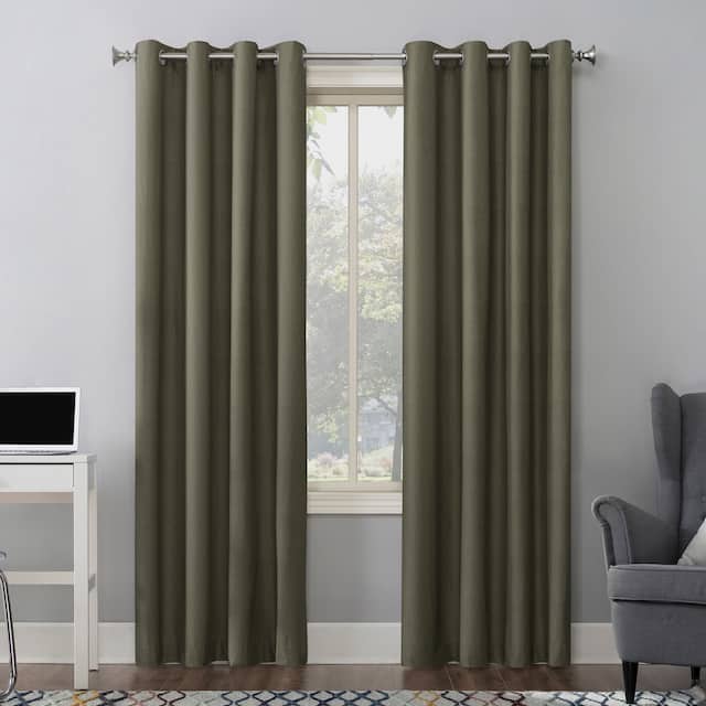 Sun Zero Duran Thermal Insulated Total Blackout Grommet Curtain Panel, Single Panel - Olive Green - 50x95