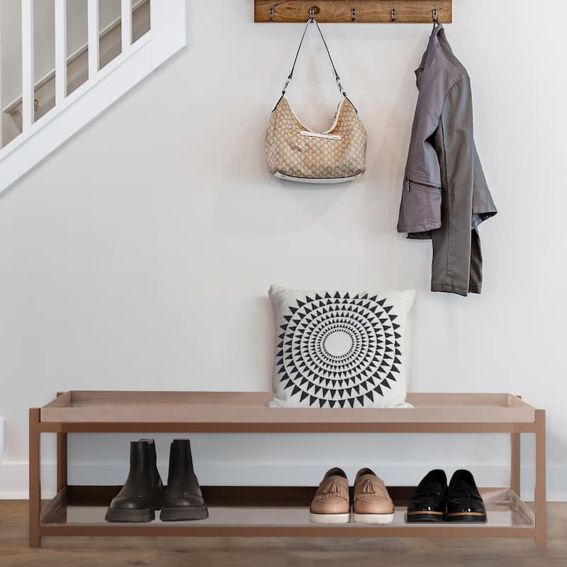 happimess Industrial Compact 10.75" 6-Pair 2-Tier Iron Shoe Rack