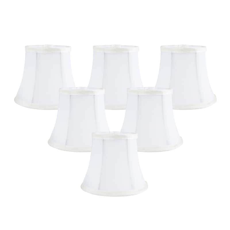Meriville Faux Silk Clip On Chandelier Lamp Shades, 4-inch by 6-inch by 5-inch - Set of 6 - Off-White