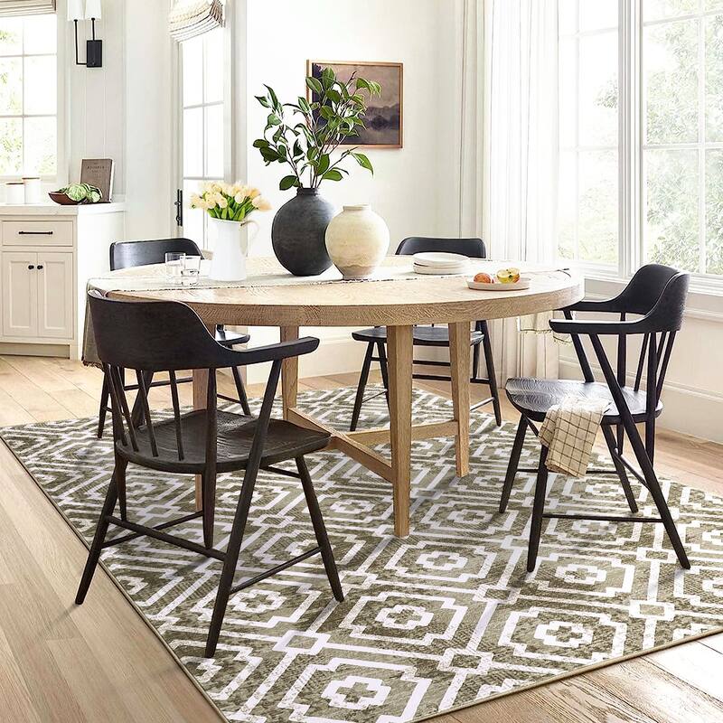 Geometric Area Rugs for Living Room Bedroom Distressed Washable Accent Rug Non-Slip Low Pile Carpet