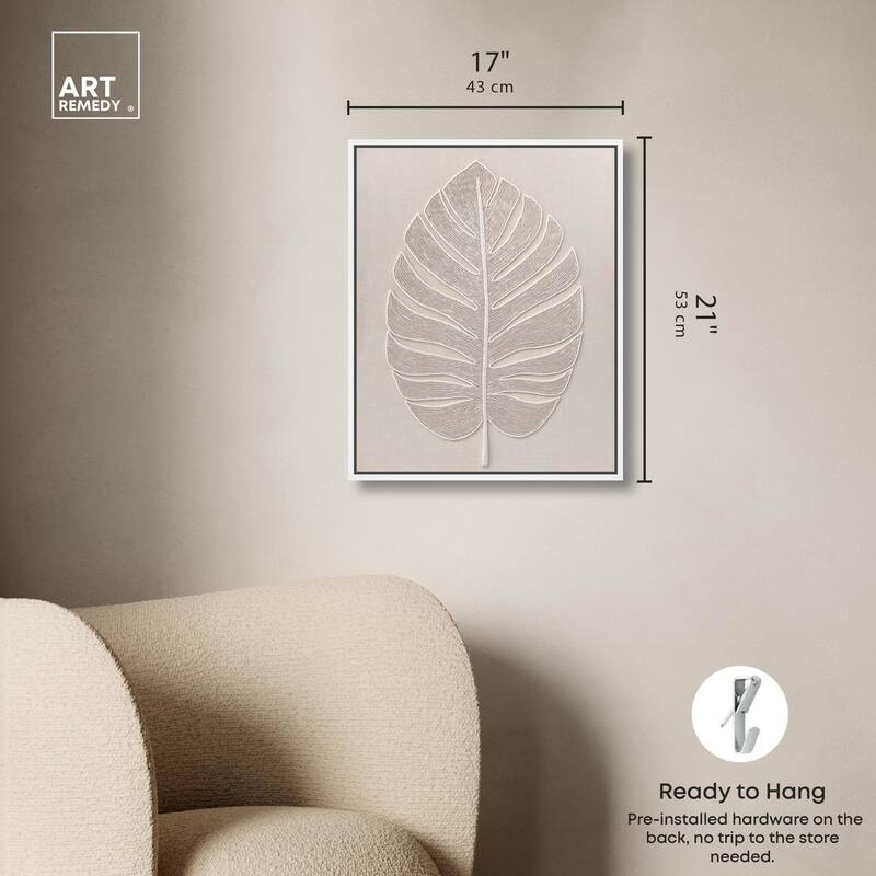 Linen Leaf I Canvas by Art Remedy