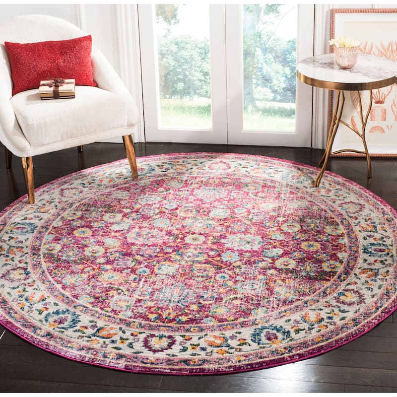 SAFAVIEH Merlot Darlene Boho Oriental Rug - 6'7" Round - Red/Multi