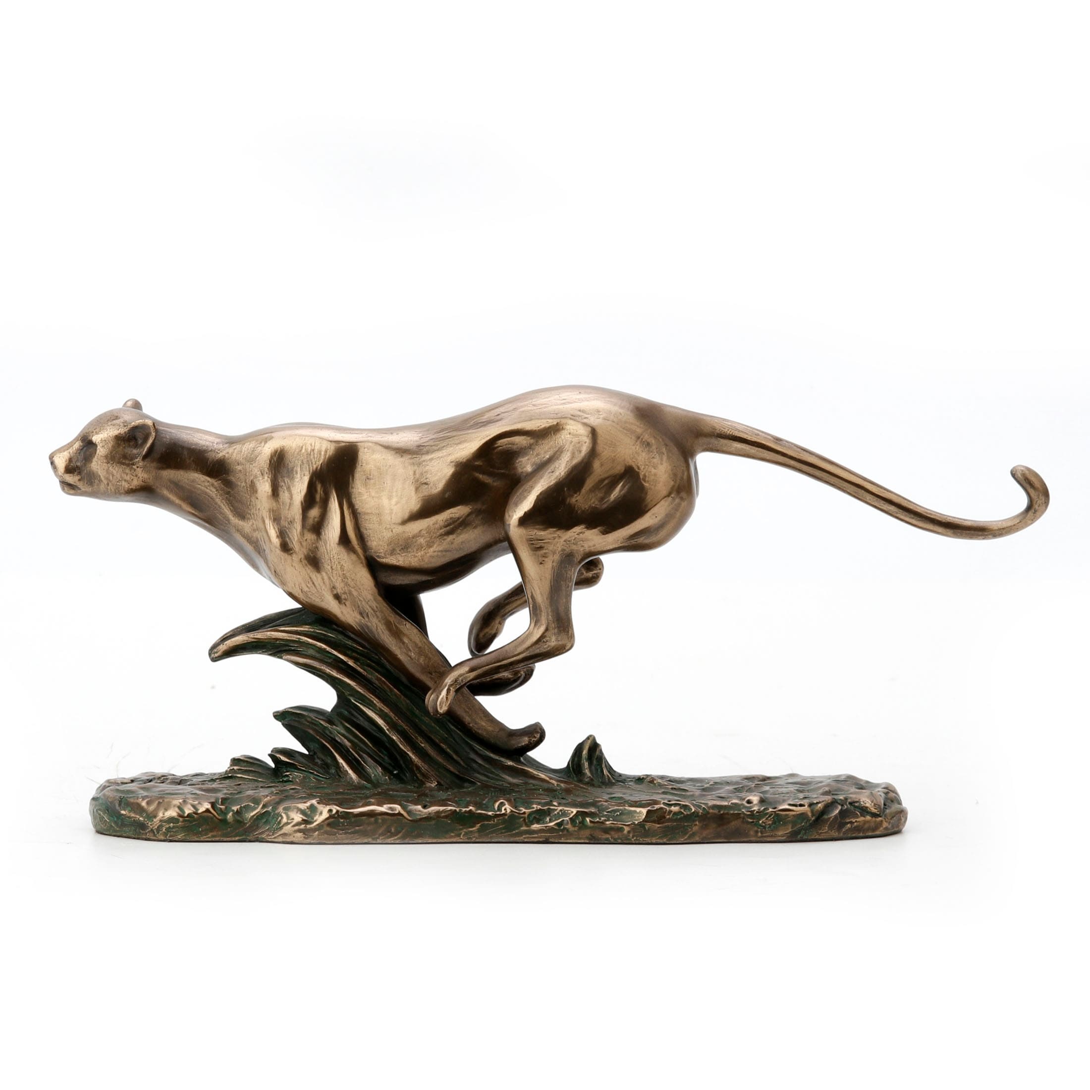 10.24" W PACING CHEETAH Cold Cast Bronze - 2.76"x10.24"x4.53"