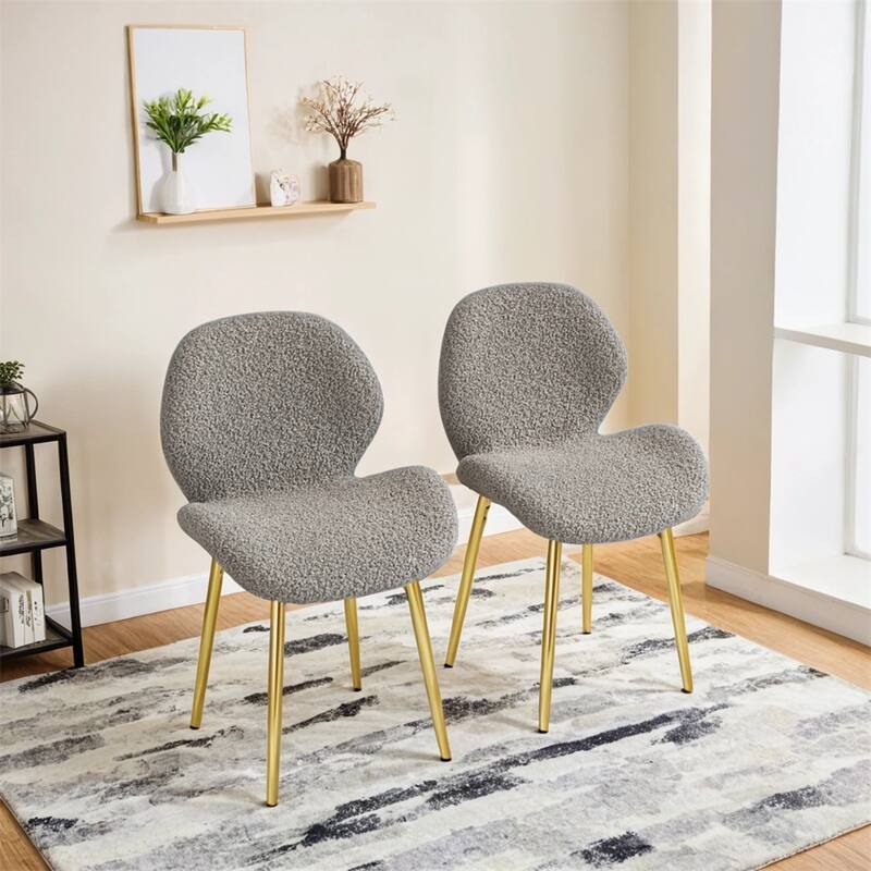 Teddy Velvet Dining Chairs Set of 2 with Sturdy Gold Metal Legs