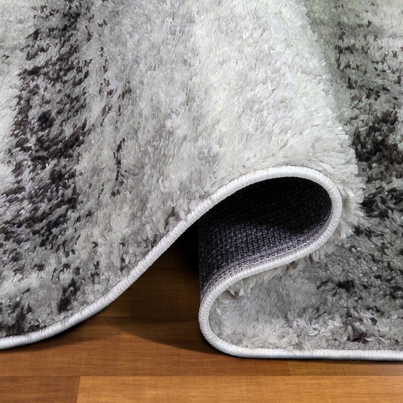 Leick Home Zielle Soft Shag Painterly Modern Indoor Area Rug Rectangle 8'X10' and 2'x8' Runner Combo - 8' x 10'