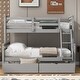 preview thumbnail 11 of 22, Twin over Full Bunk Bed with Ladder, Two Storage Drawers, Safety Guardrail, Convertible Wood Platform Bed Frame for Kids Gray