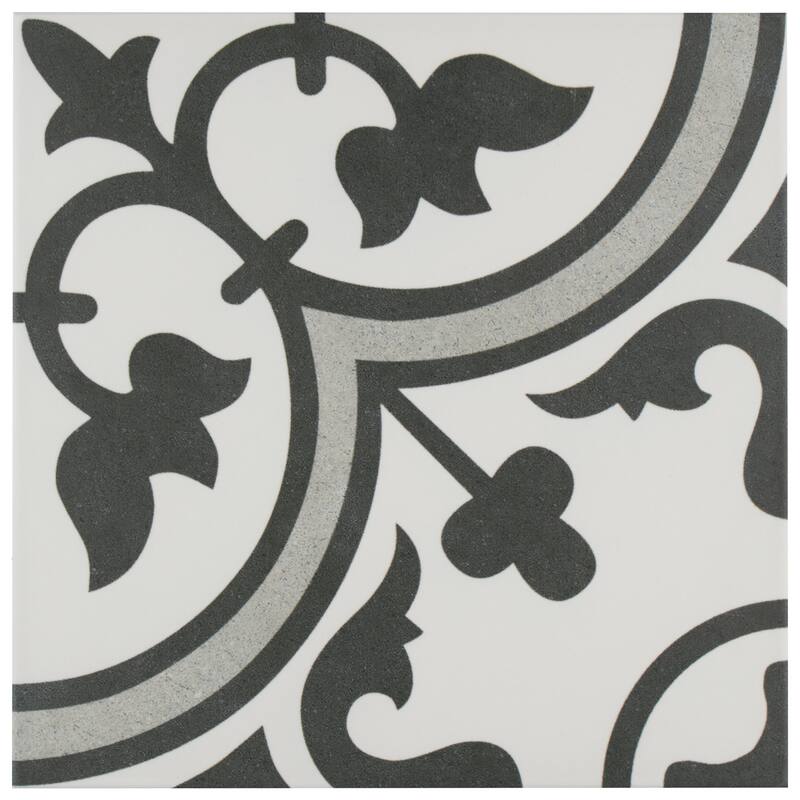 Merola Tile Arte Grey Encaustic 9.75" x 9.75" Porcelain Floor and Wall Tile