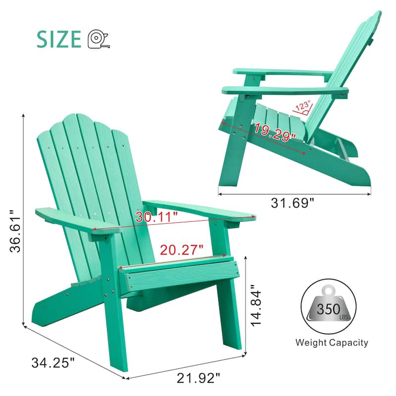 OVIOS Plastic Wood Adirondack Outdoor Patio Chair Set of 2