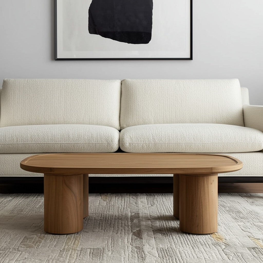 HomeRoots 55" Natural Solid Wood Oval Coffee Table - 55.00 in. x 16.50 in. x 31.50 in.