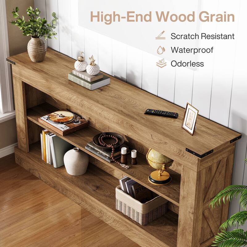 63 Inch Long Console Table with 3 Tiers Storage Shelves for Entryway - 11.81"D x 63"W x 33.3"H