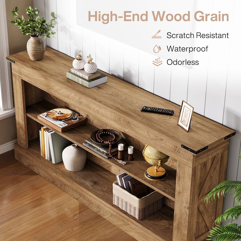 63-Inch Long Console Table with Shelf, 3 Tier Modern Entryway Table