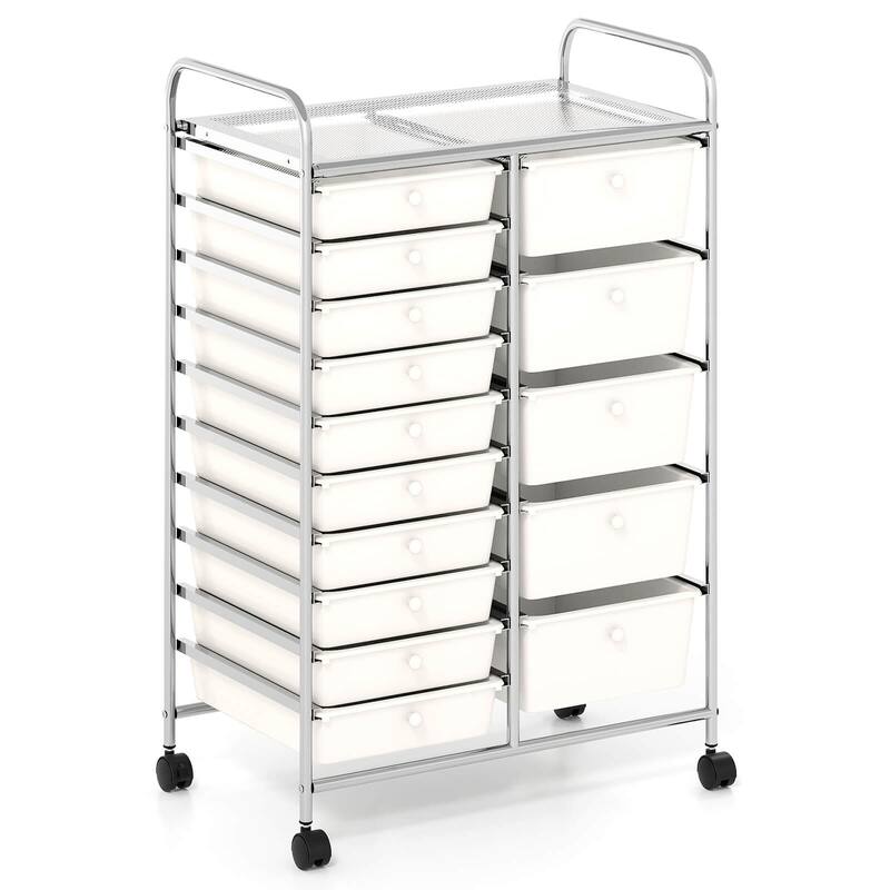 Costway 15-Drawer Trolley with Chrome Plated Metal Frame & Lockable - See Details