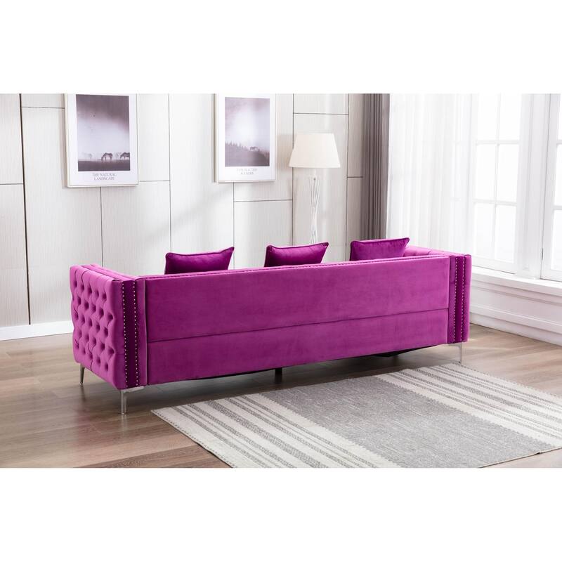 Velvet Standard sectional l shaped Sleeper Sofa with Reversible Ottoman - 104"