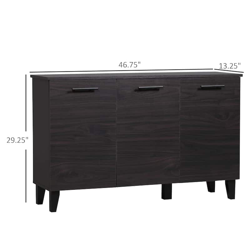 Dark Walnut Side Cabinet with Adjustable Shelf and Steel Frame for Living Room or Office Storage