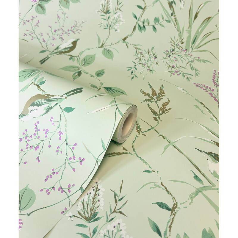 Fine Decor Mariko Sage Botanical Wallpaper