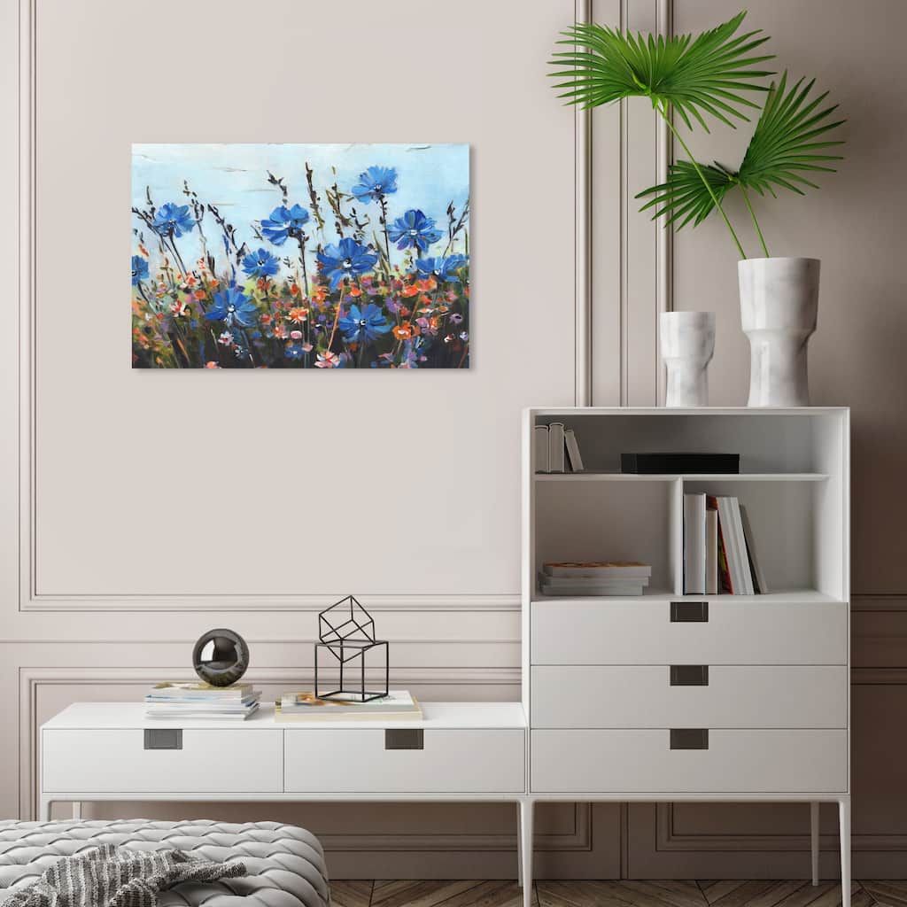 Wynwood Studio Canvas Floral and Botanical Blue Blooms Blue and Farmhouse Wall Art Canvas Print