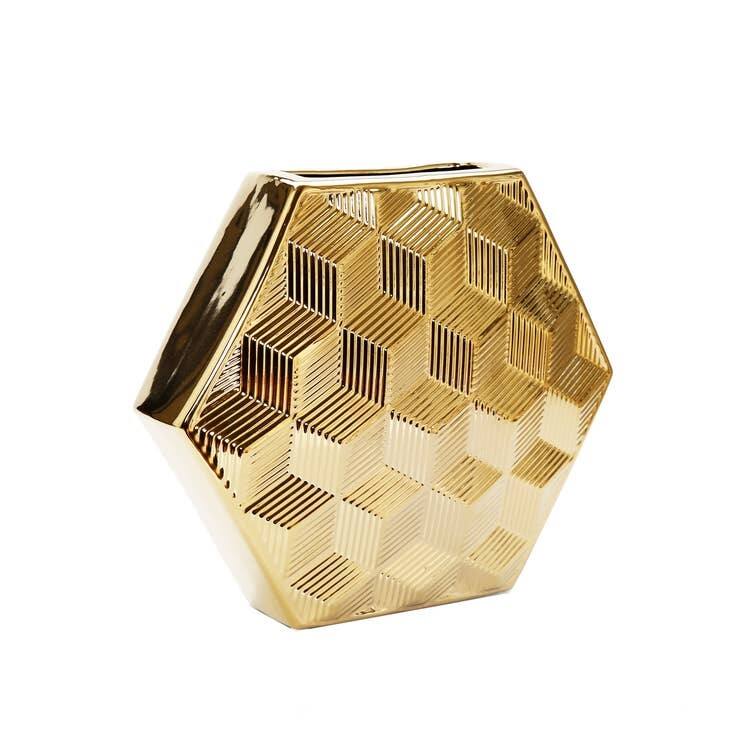 Gold Vase Hegagon Shaped