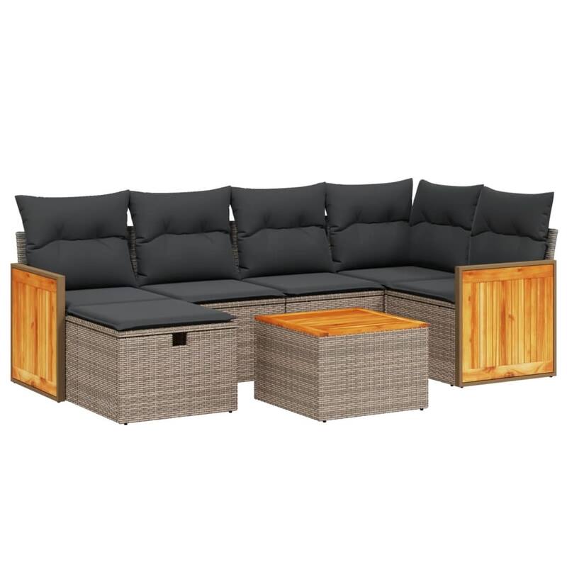 vidaXL Patio Sofa Set with Cushions Outdoor Conversation Furniture Poly Rattan