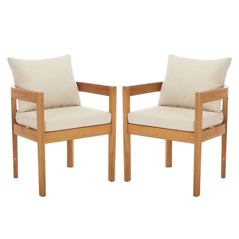SAFAVIEH Outdoor Living Kento Dining Chair (Set of 2) - 27"W x 24"D x 26"H - Natural/Taupe