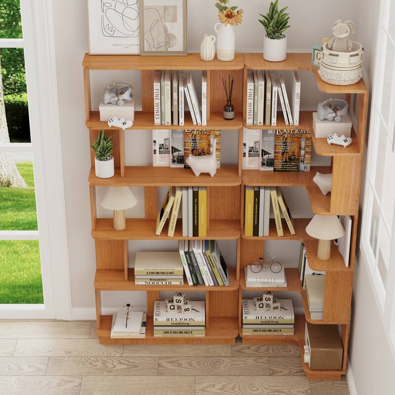Set Of 2 Free Combination Bookcase Space Saving Corner Bookshelf, L Shaped Bookcase X 1 + I Shaped Bookcase X 1