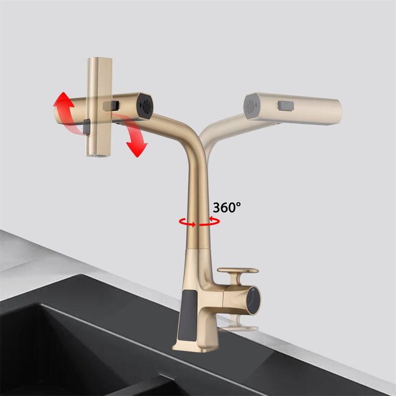 Waterfall Kitchen Faucet w/Temperature Display,Single Handle Faucet