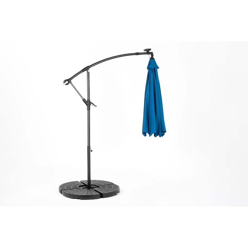 10ft Solar LED Offset Hanging Market Patio Umbrella ( Dark blue)(No Base)