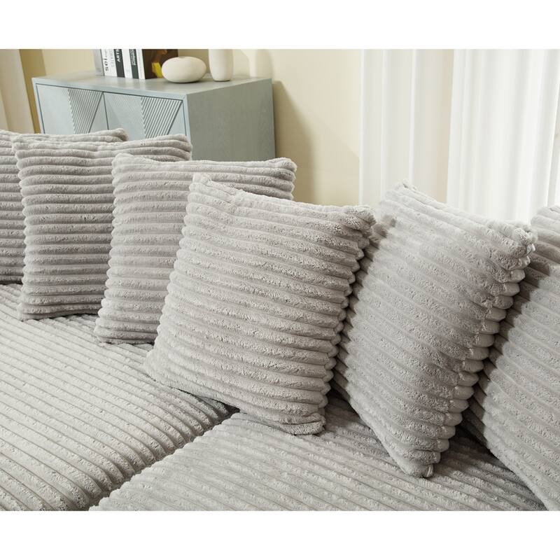 Oversized Two-Piece Couches, L Shaped Sofa, Corduroy, Right Chaise Daybed,with Armrests,Eight Throw Pillows,Corner Sofa