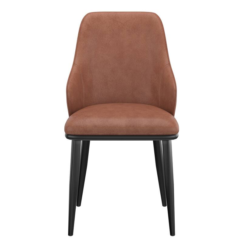 Contemporary Faux Leather and Metal Dining Chair, Set of 4