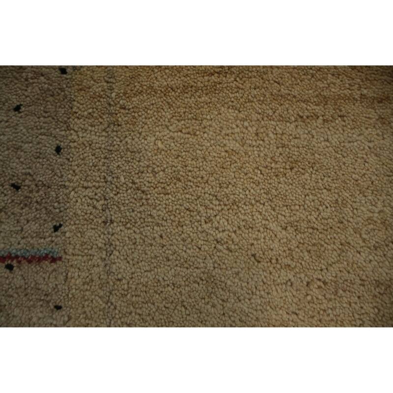 Hand Knotted Oriental 100% Wool Carpet Modern Bordered Yellow & Gold Gabbeh Area Rug - 6' 0'' X 3' 11''