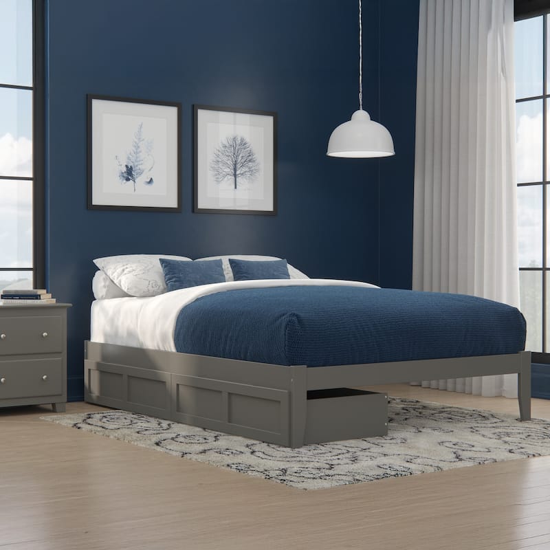 AFI Colorado Platform Bed with Storage Drawers - Grey - Queen