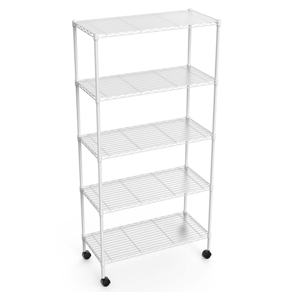 5 Tier Shelf Wire Shelving Unit, NSF Heavy Duty Wire Shelf Metal Large Storage Shelves Height Adjustable Utility ﻿