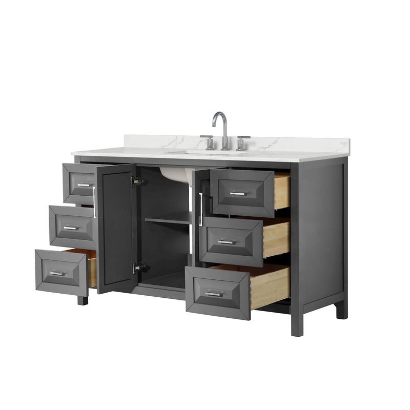 Daria 60-inch Single Vanity, 3 Hole Quartz Top