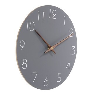 12 Inch Wall Clock, Silent Round Clocks Modern Style Wooden Clock ...