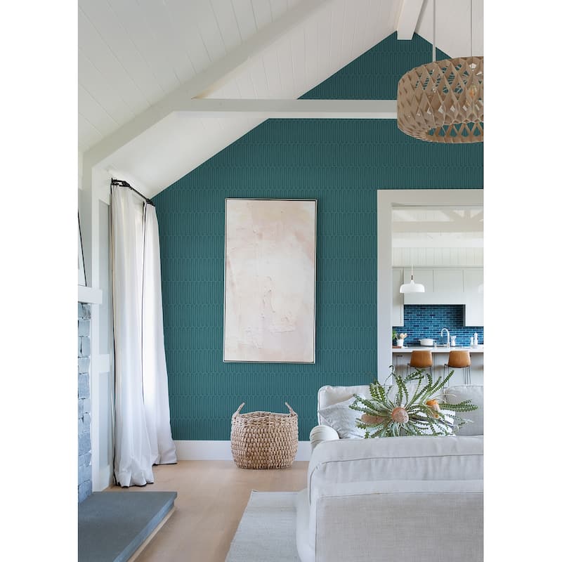 A-Street Prints Lars Teal Retro Wave Wallpaper